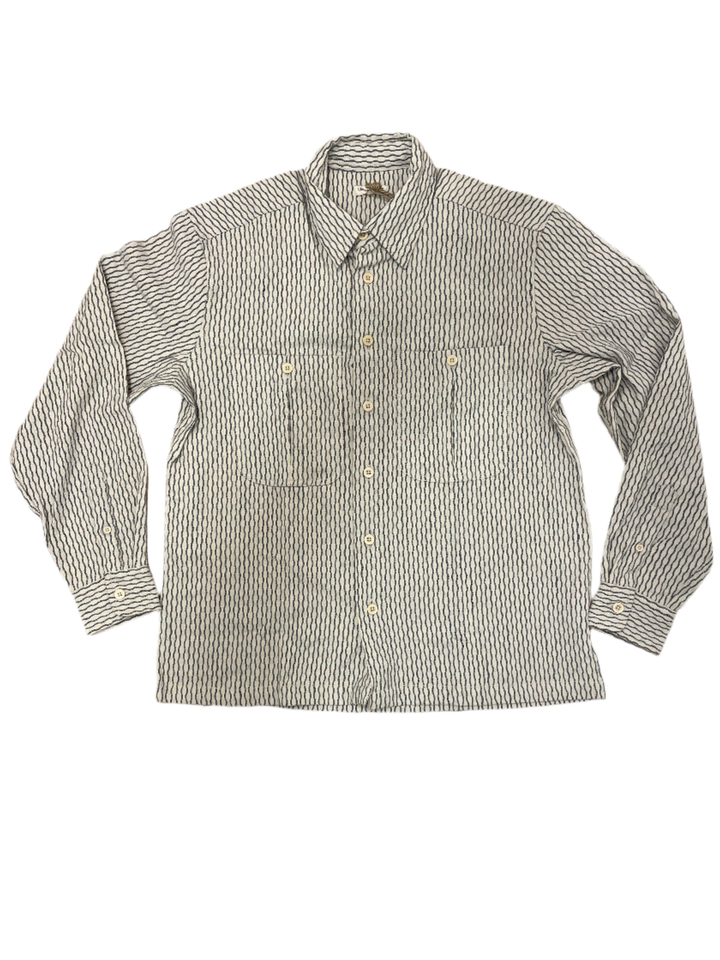 Vivek Shirt - Distortion Weave - Natural/Indigo