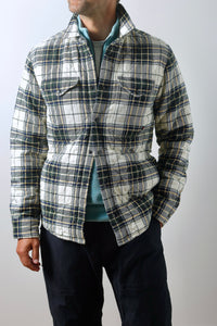 Qltd Flannel Shirtjacket - Cream/Forest Tartan