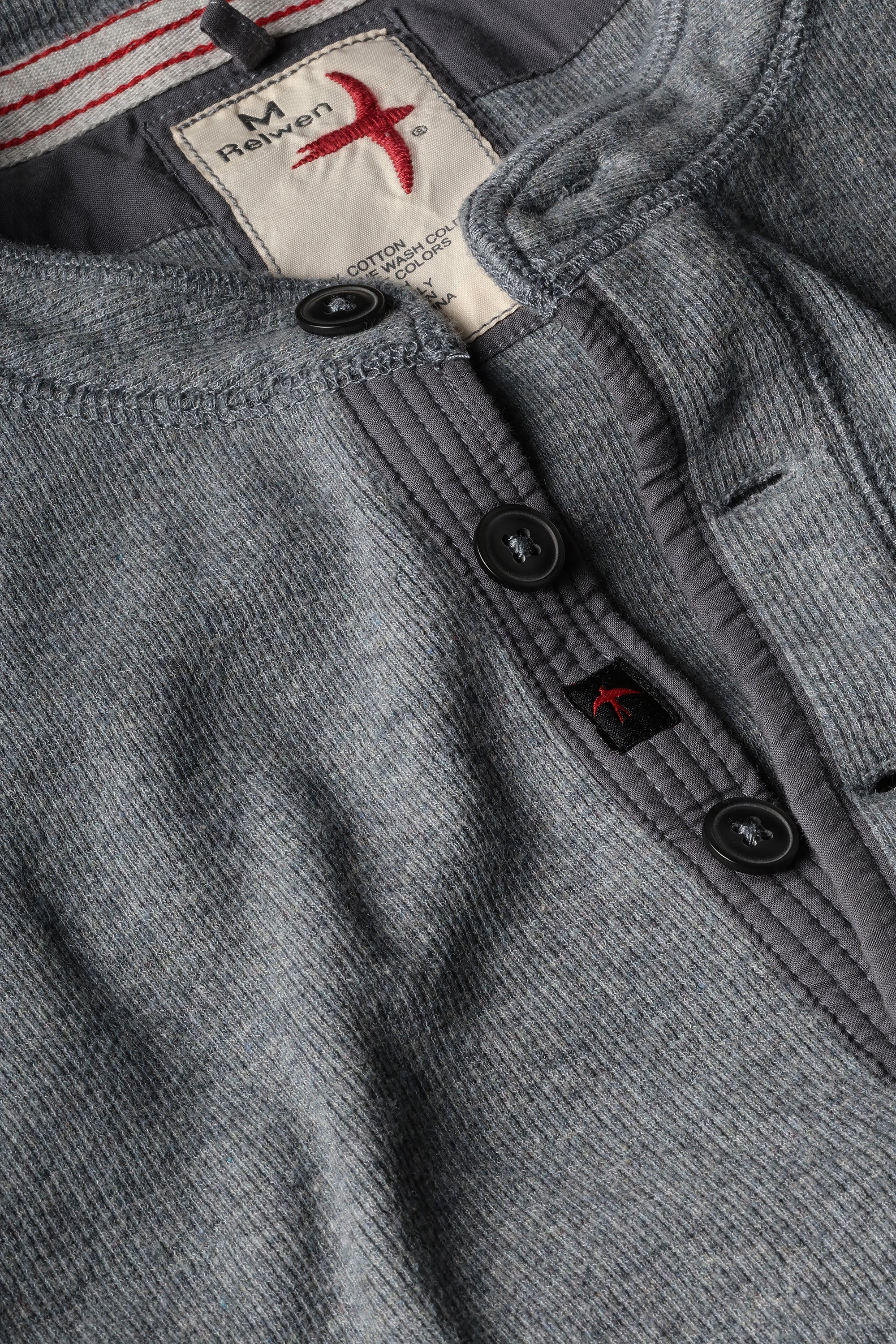 French Rib Henley - Grey Heather