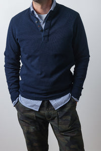 French Rib Henley - Grey Heather