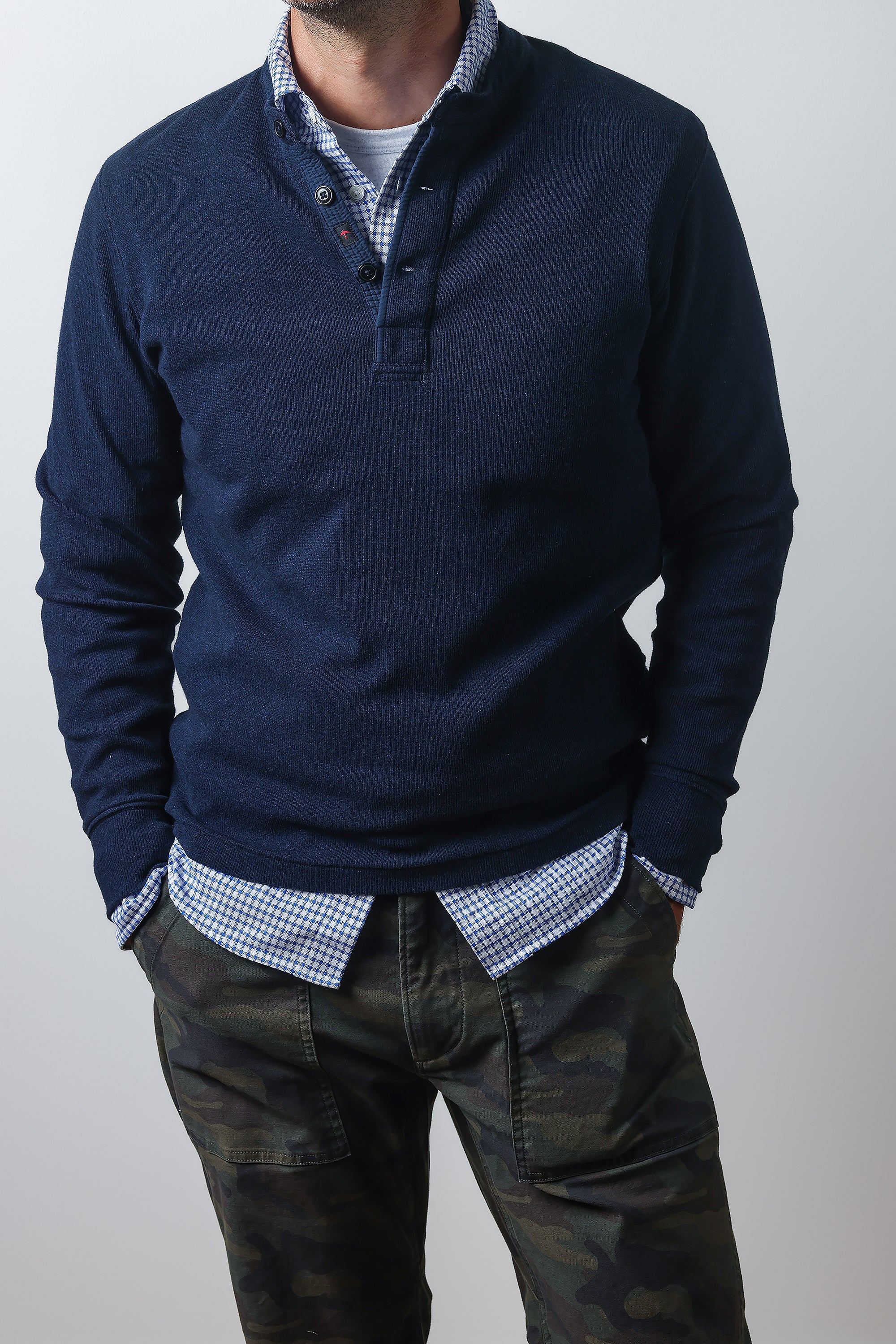 French Rib Henley - Grey Heather