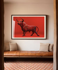 Bull by Jacobo and María Ángeles - Framed Print 40"x60" - Matte Black Metal Frame