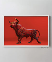 Bull by Jacobo and María Ángeles - Framed Print 40"x60" - Matte Black Metal Frame