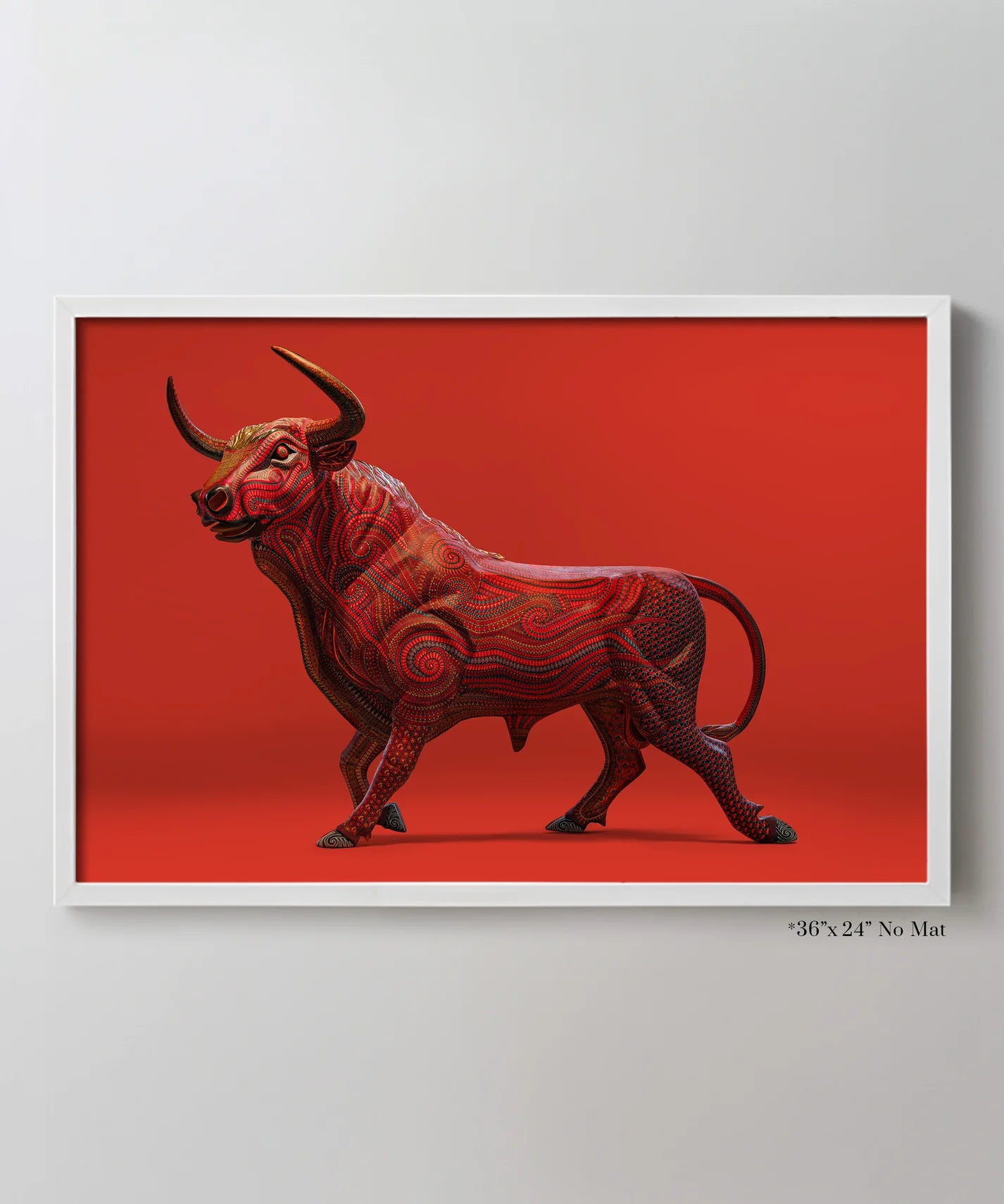 Bull by Jacobo and María Ángeles - Framed Print 40"x60" - Matte Black Metal Frame