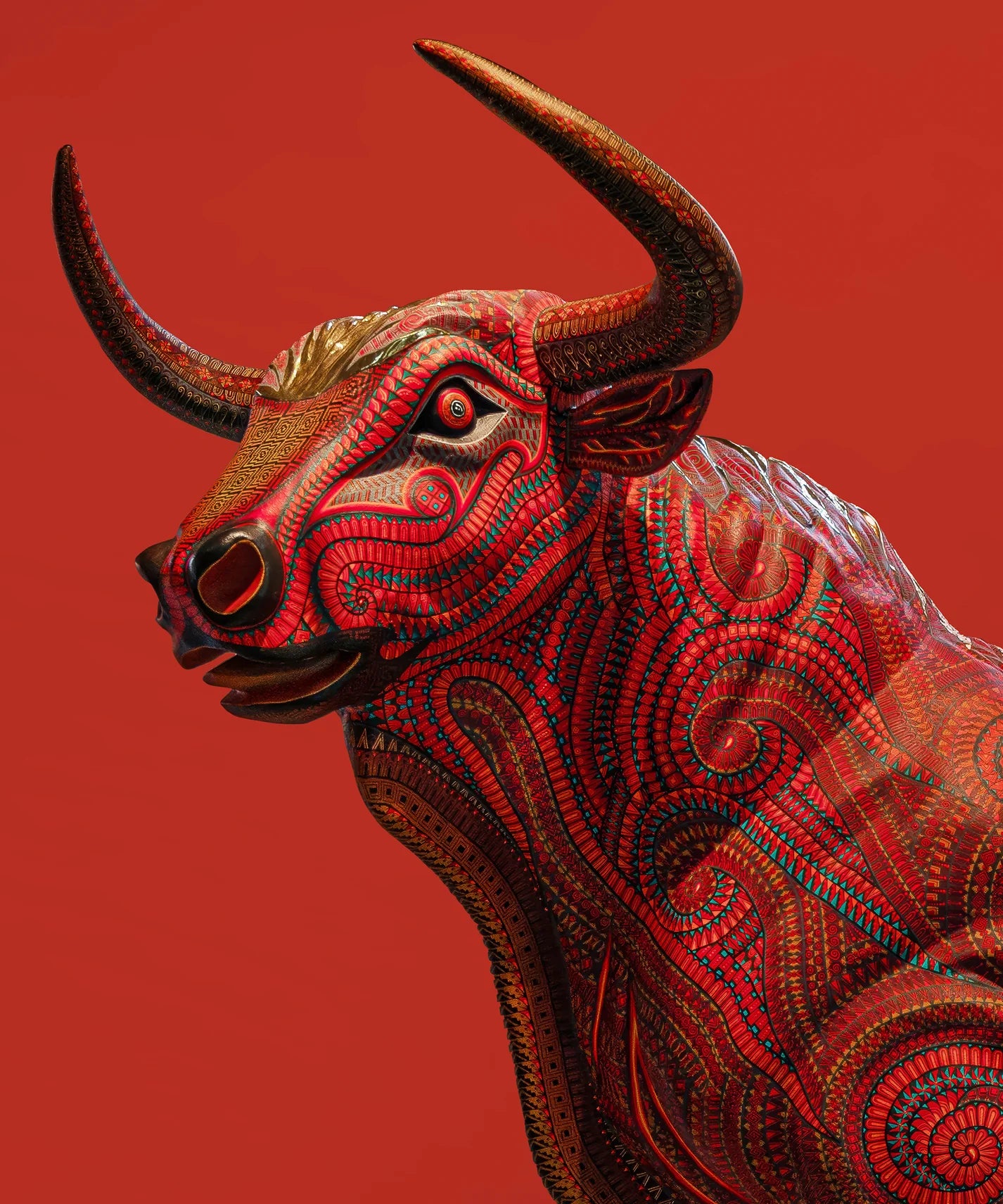 Bull by Jacobo and María Ángeles - Framed Print 40"x60" - Matte Black Metal Frame