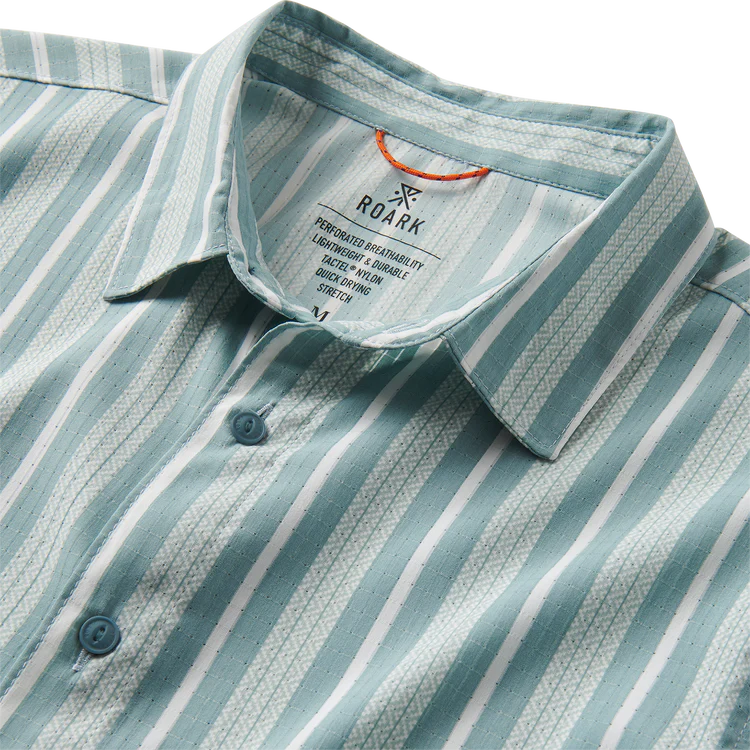 Bless Up Breathable Stretch Shirt - Stripe Dusty Blue