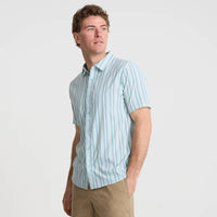 Bless Up Breathable Stretch Shirt - Stripe Dusty Blue