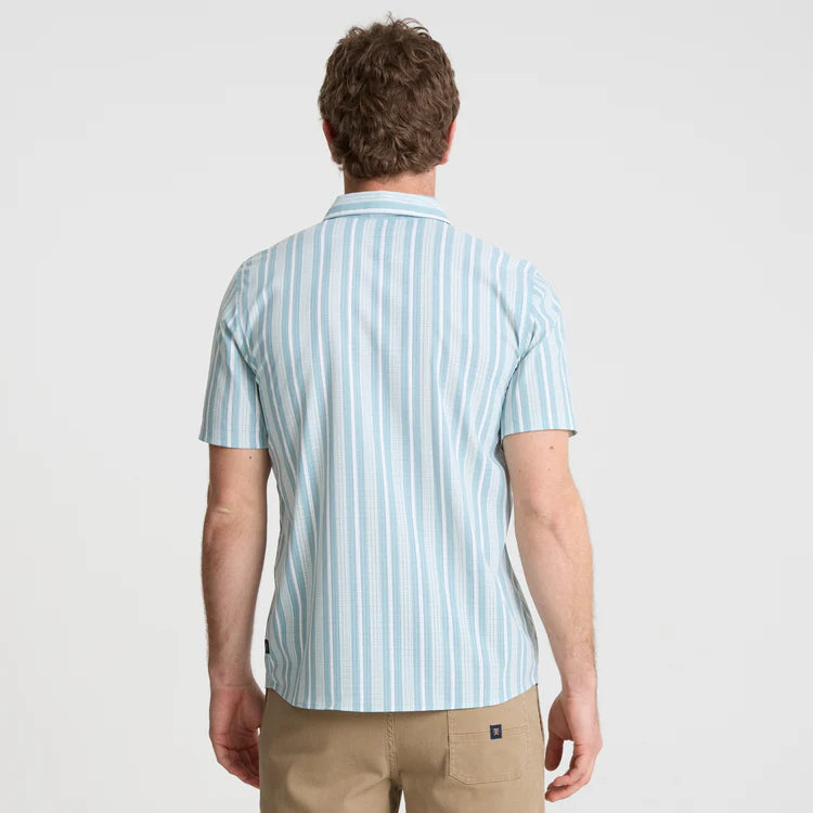 Bless Up Breathable Stretch Shirt - Stripe Dusty Blue