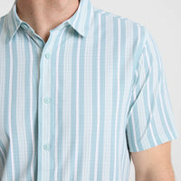 Bless Up Breathable Stretch Shirt - Stripe Dusty Blue