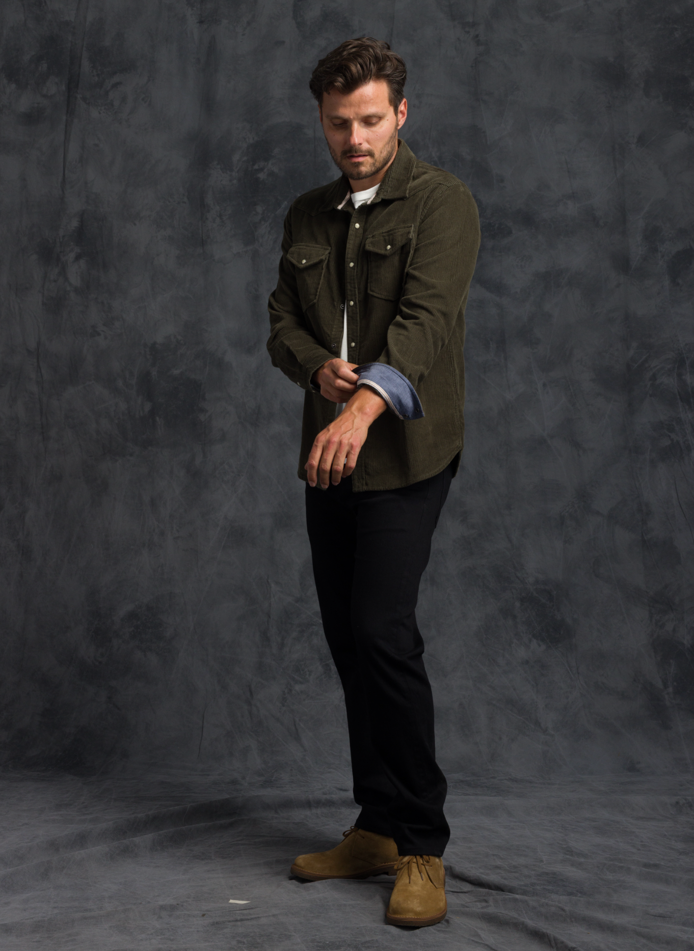 Corduroy Western Shirt - Hunter Green