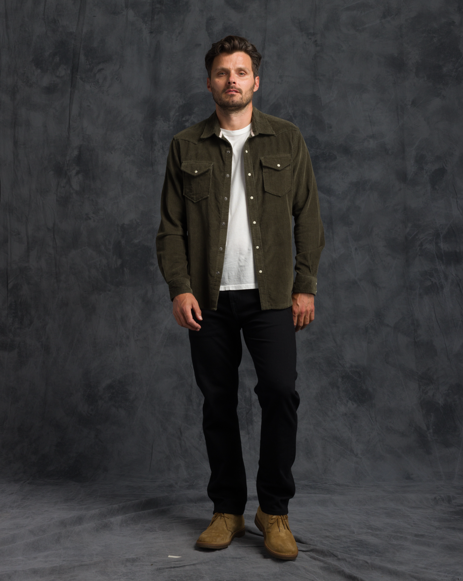 Corduroy Western Shirt - Hunter Green