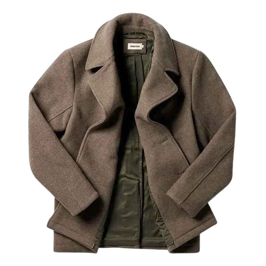 The Mariner Coat in Sable Melton Wool