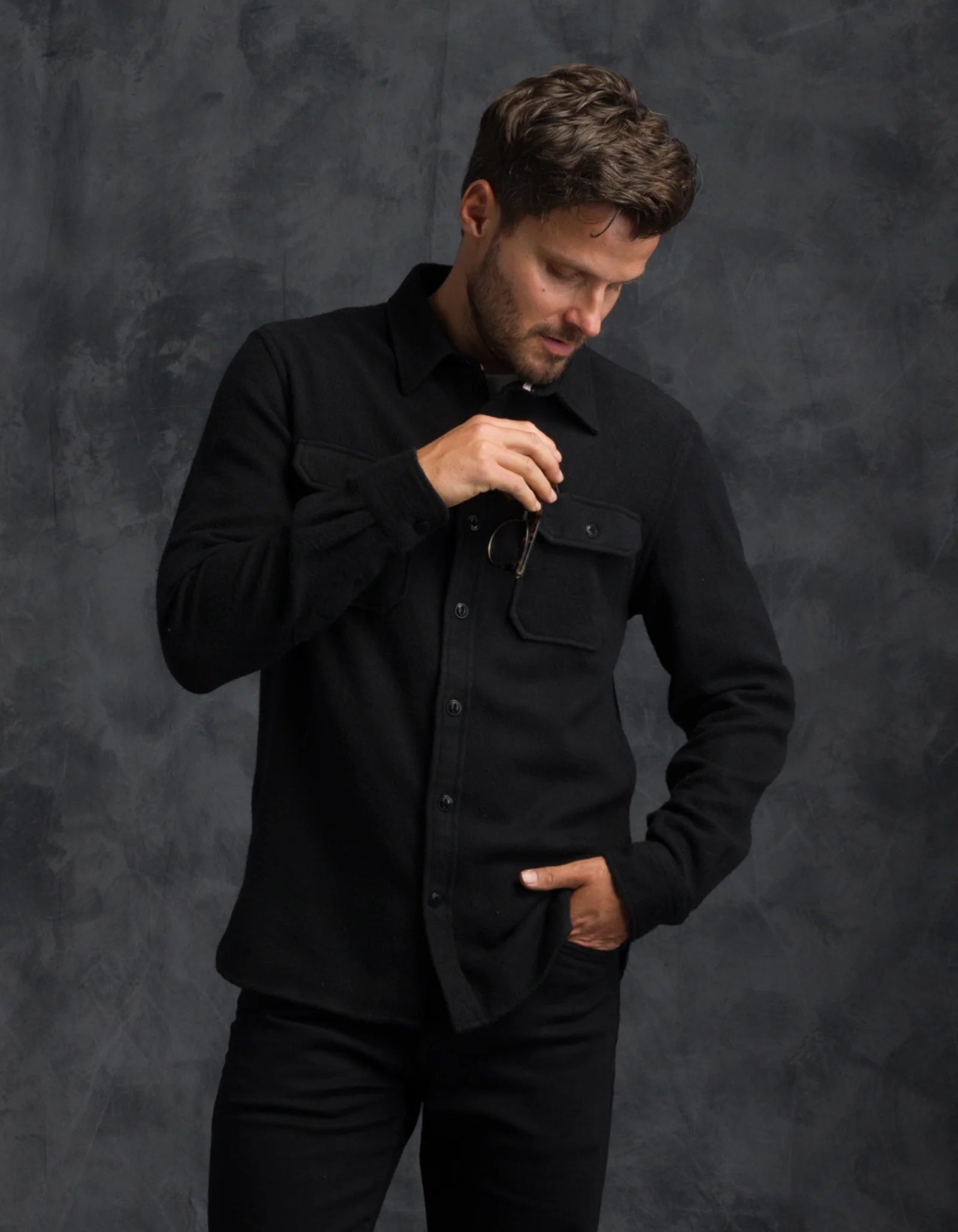 Winter Flannel - Utility Shirt - Black Houndstooth