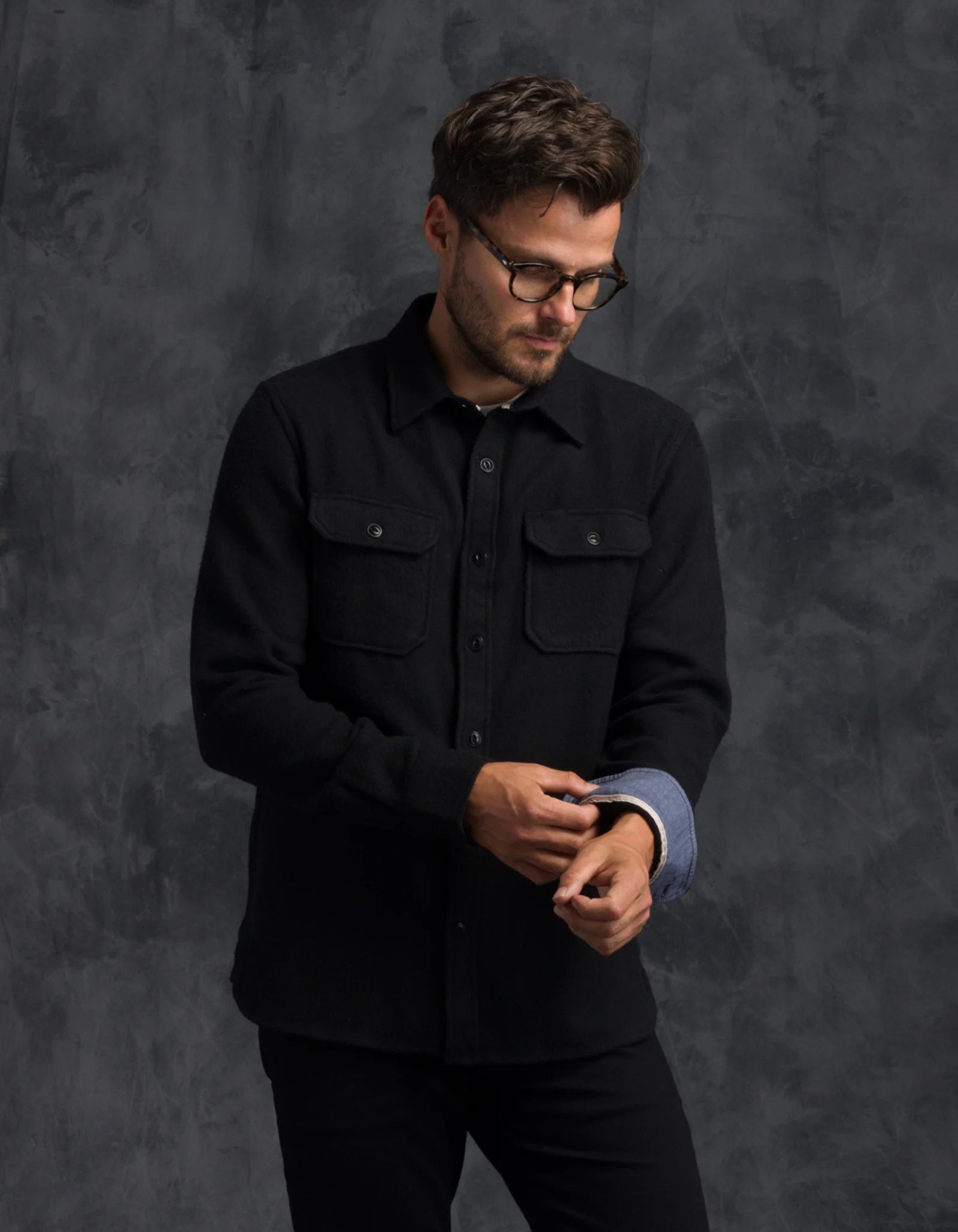 Winter Flannel - Utility Shirt - Black Houndstooth