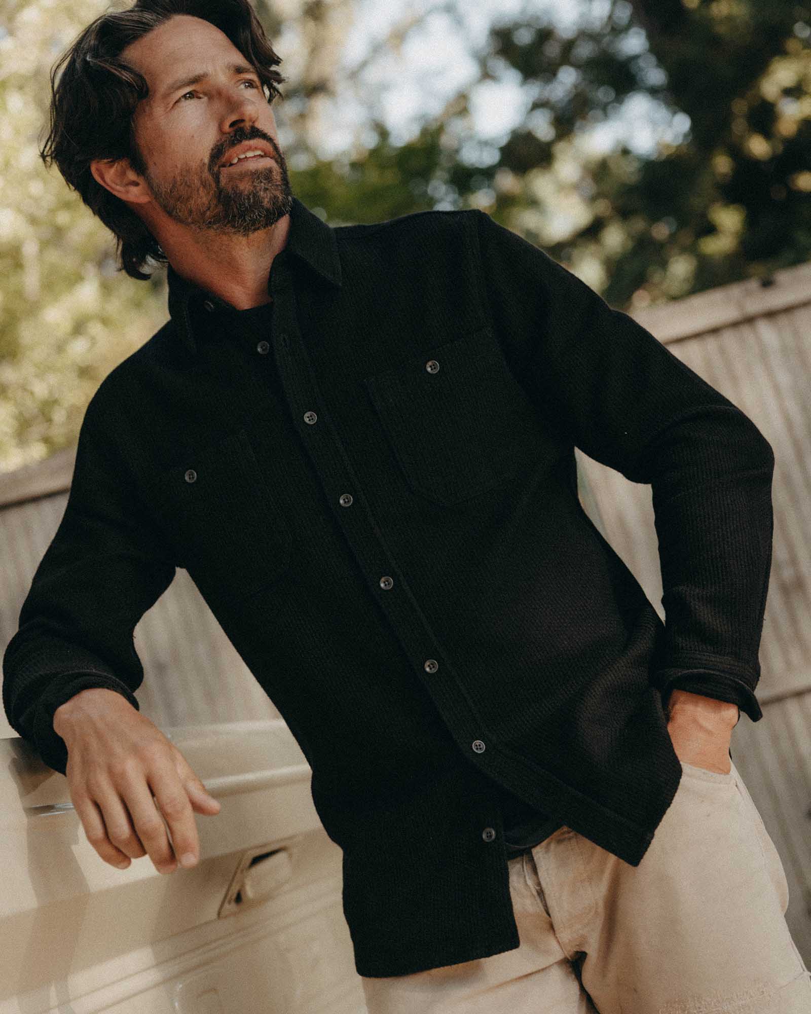The Utility Shirt in Black Indigo Sashiko