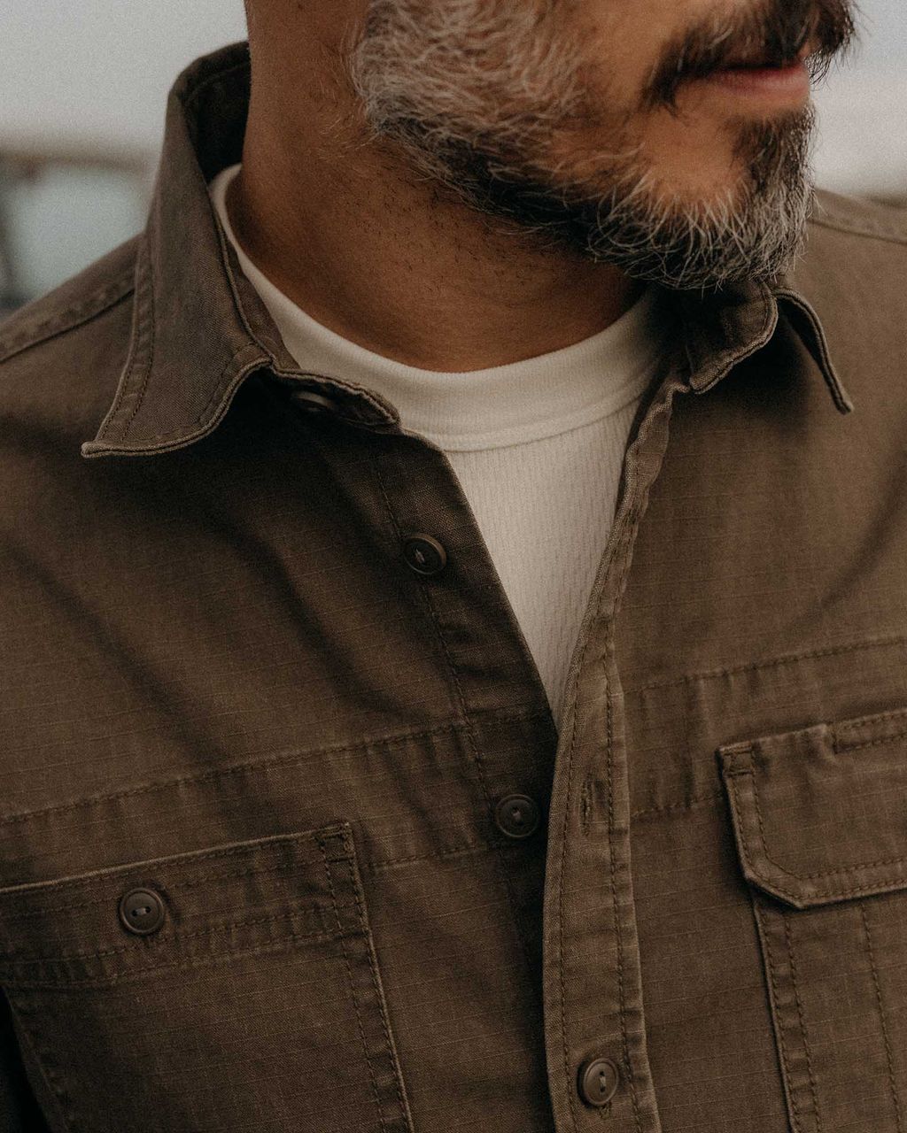 The Field Overshirt in Mushroom Ripstop