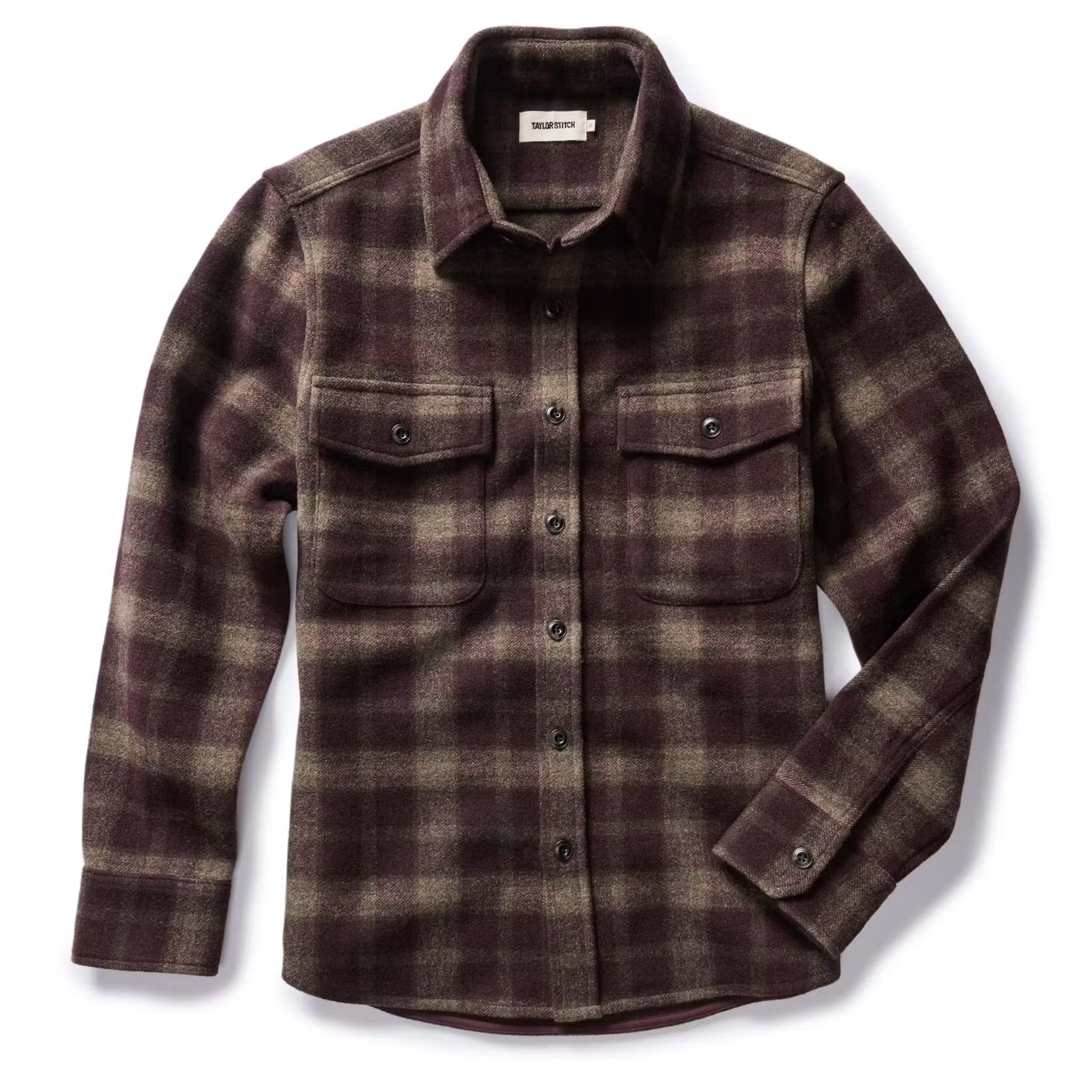 The Maritime Shirt Jacket in Burgundy Plaid Wool