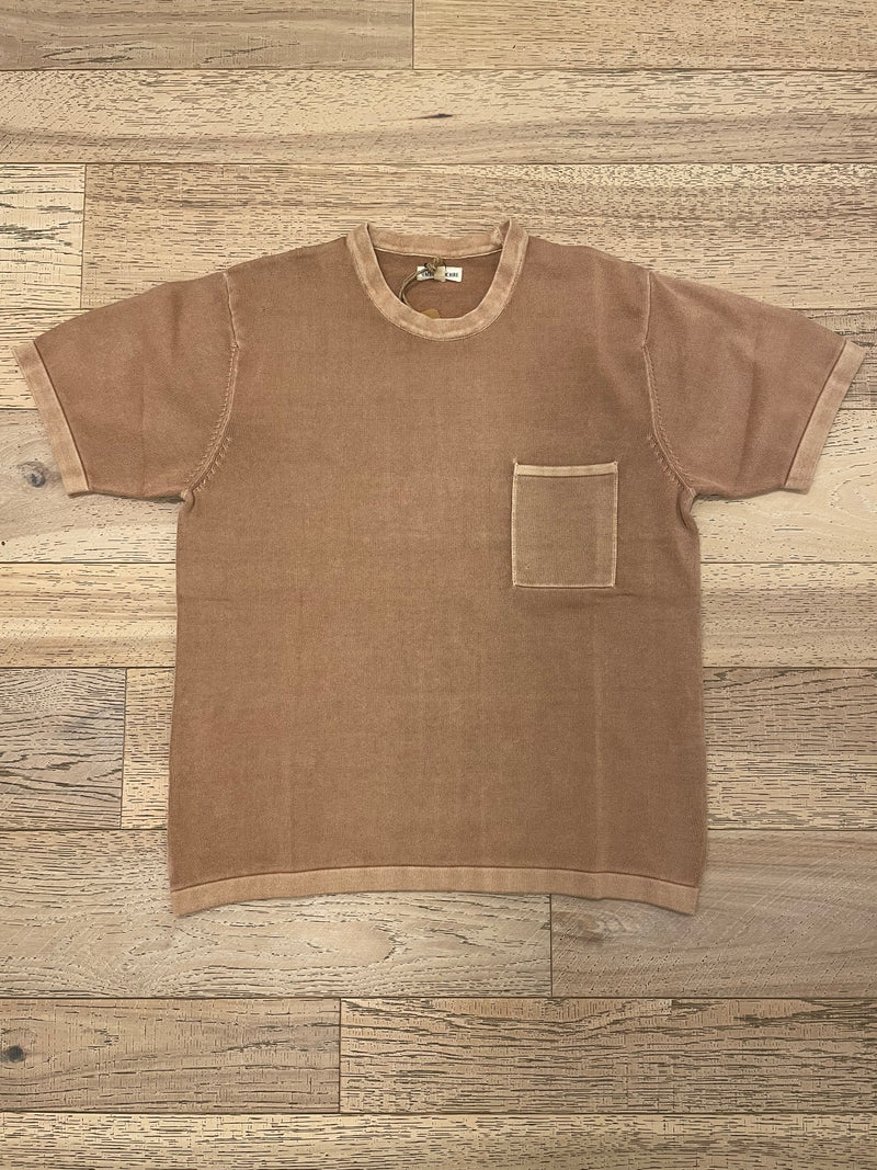 Azad S/S Pocket Flat Knitted Tee in Tea