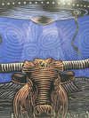 Cow and Alien - Framed Print 40"x60" - Matte Black Metal Frame