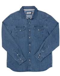 Mid Weight Denim - Western Shirt - Medium Wash
