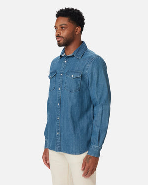 Mid Weight Denim - Western Shirt - Medium Wash