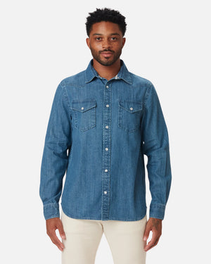 Mid Weight Denim - Western Shirt - Medium Wash