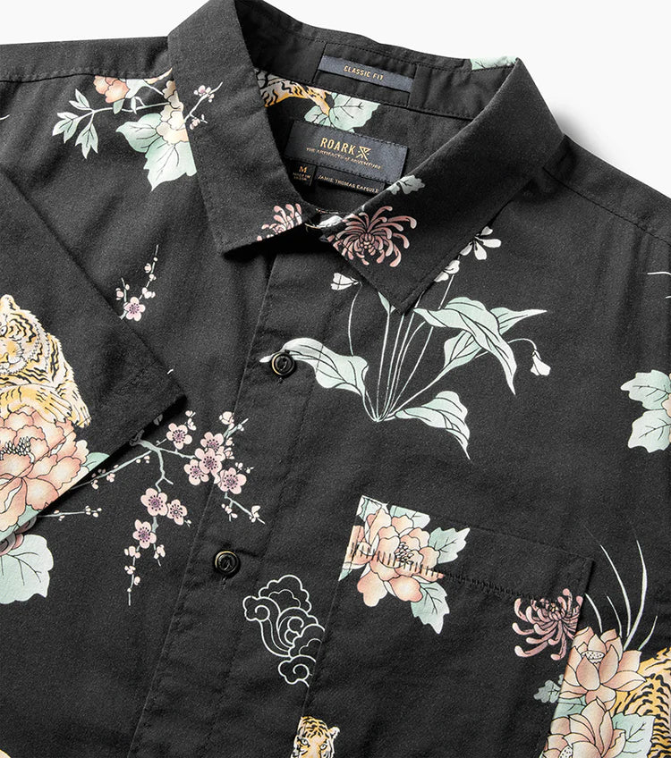 Journey Short Sleeve Button Up Shirt - Tiger Lotus