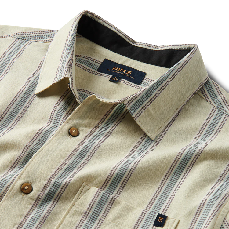 Journey Short Sleeve Button Up Shirt - Stripe Seafoam