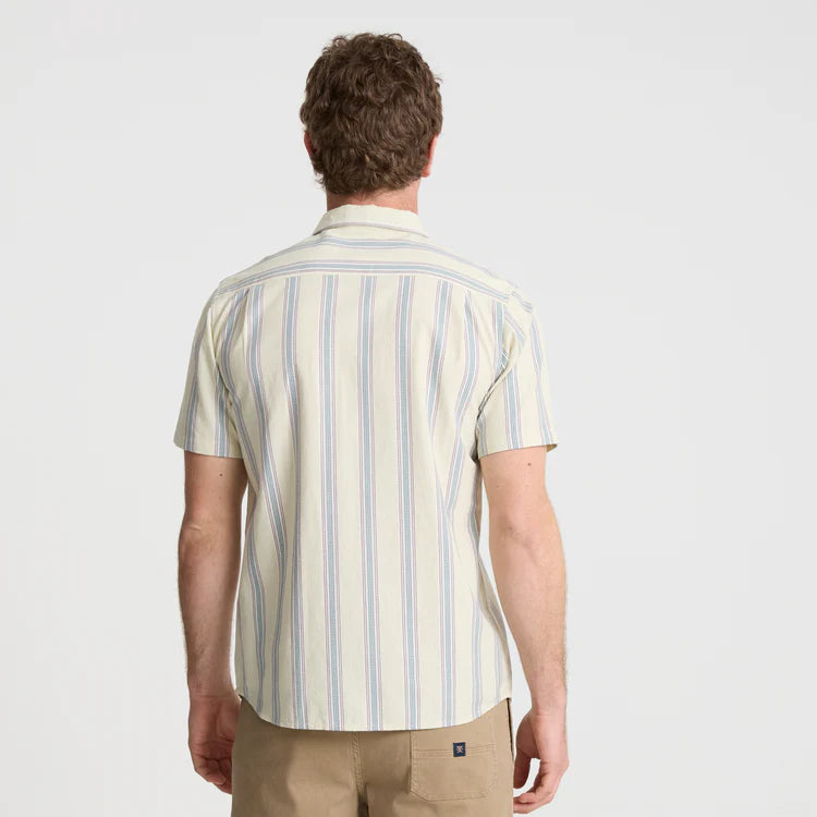 Journey Short Sleeve Button Up Shirt - Stripe Seafoam
