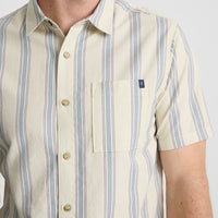 Journey Short Sleeve Button Up Shirt - Stripe Seafoam