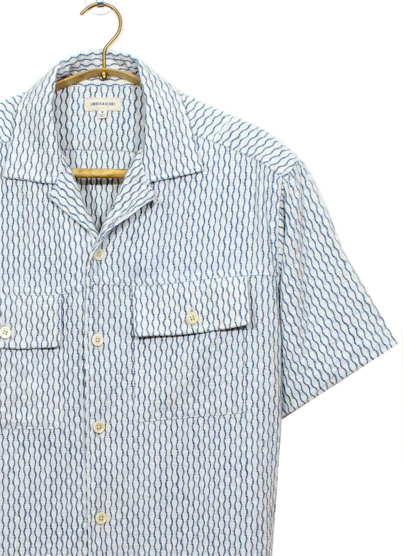 Harshil 2 Pocket Shirt Cotton Distortion Wave In Indigo
