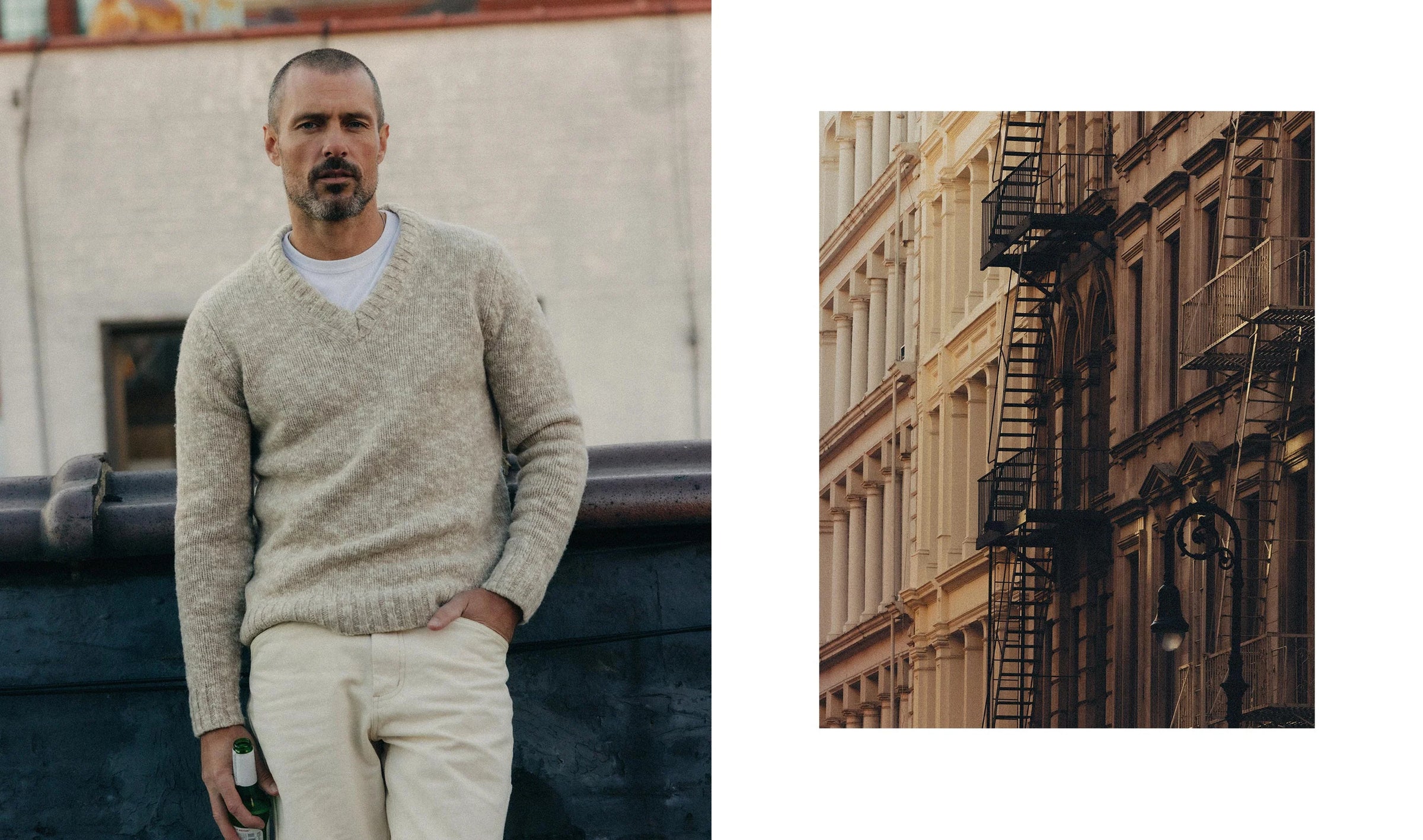 The Match V-Neck Sweater in Sable Merino Slub