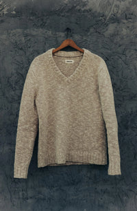 The Match V-Neck Sweater in Sable Merino Slub