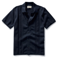 The Button Down Polo in Dark Navy Stripe