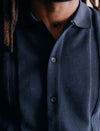 The Button Down Polo in Dark Navy Stripe
