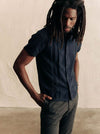 The Button Down Polo in Dark Navy Stripe