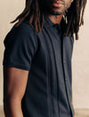 The Button Down Polo in Dark Navy Stripe