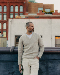 The Match V-Neck Sweater in Sable Merino Slub