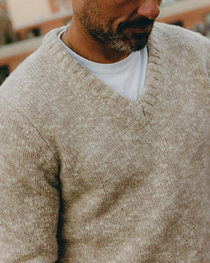 The Match V-Neck Sweater in Sable Merino Slub