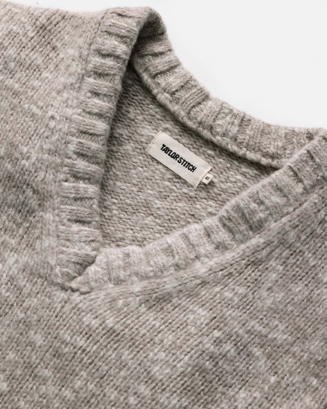 The Match V-Neck Sweater in Sable Merino Slub