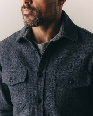 The CPO Shirt in Indigo Ash Wool Herringbone