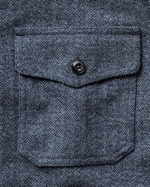 The CPO Shirt in Indigo Ash Wool Herringbone