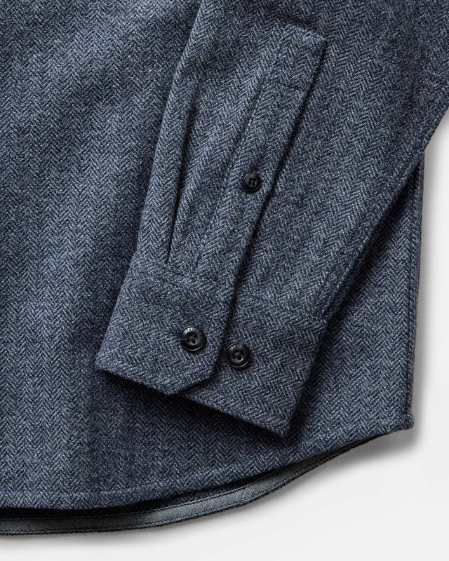The CPO Shirt in Indigo Ash Wool Herringbone