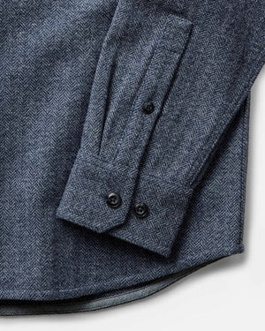 The CPO Shirt in Indigo Ash Wool Herringbone