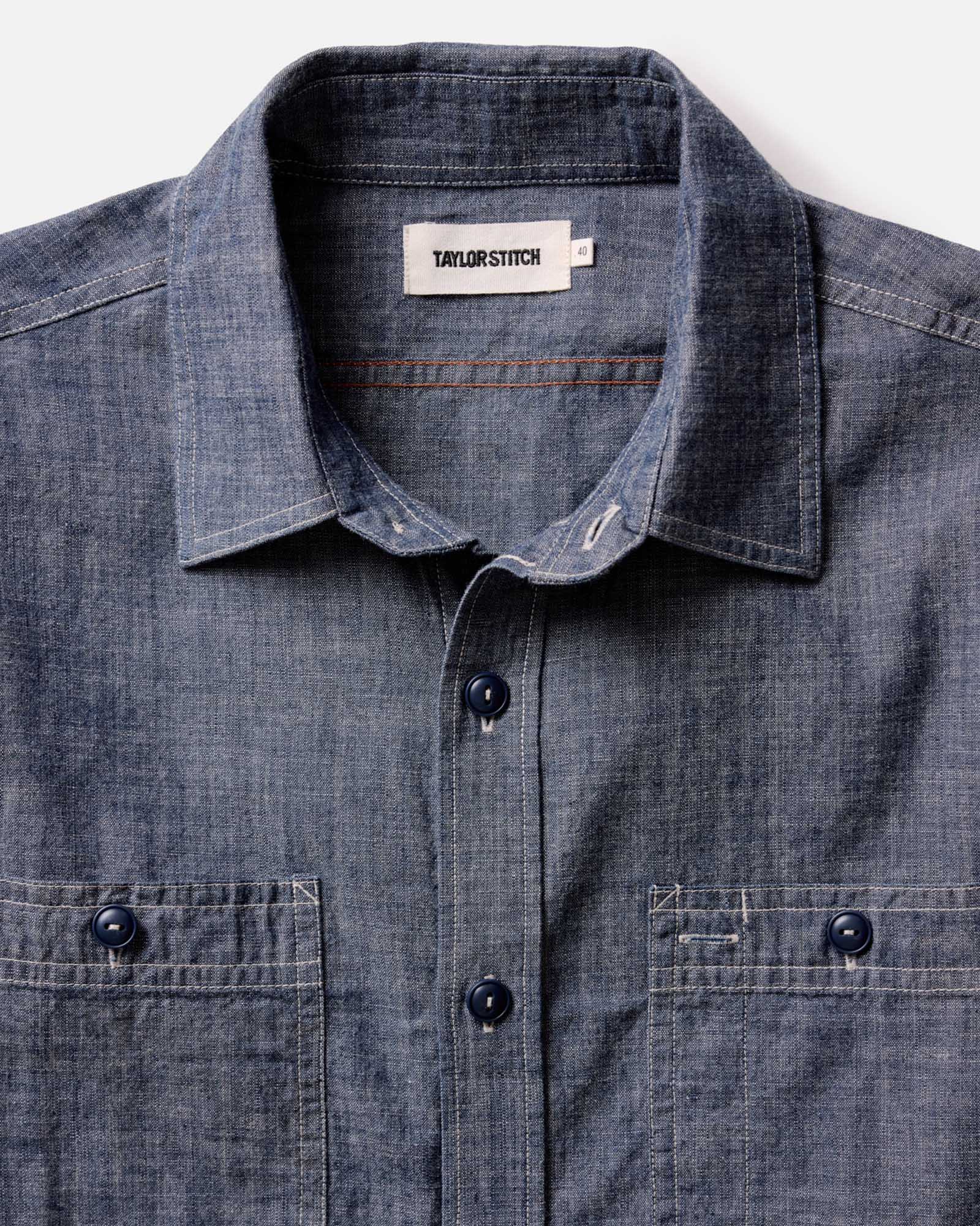The Foundry Shirt in Rinsed Indigo Chambray - L - 42 The Foundry Shirt in Rinsed Indigo Chambray - L - 42