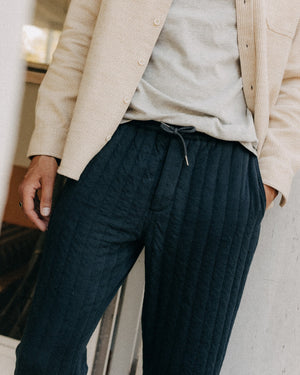 The Après Pant in Heather Midnight Quilted Jersey