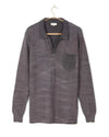 Madhur Johnny Collar Flat Knit Sweater - Charcoal
