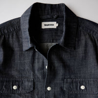 The  Short Sleeve Mechanic Shirt in Rinsed Indigo Denim