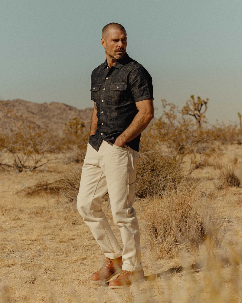 The  Short Sleeve Mechanic Shirt in Rinsed Indigo Denim