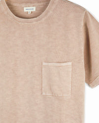 Azad S/S Pocket Flat Knitted Tee in Tea